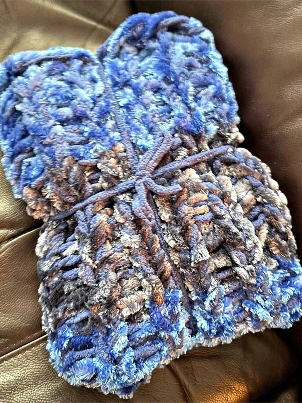Handmade Textured Blue & Purple Throw - Picture 3 of 3